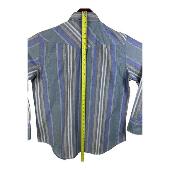 Dickies Men’s Pearl Snap Western Long Sleeve Striped Shirt Large Purple Denim - Picture 10 of 13